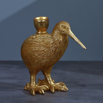 G Decor Brass Kiwi Bird Gold And Silver Candle Holders, 4 of 5