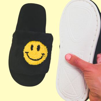 Happy Face Slippers Black, 5 of 8