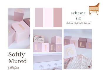 Wooden Baby Name Blocks, Personalised Newborn Gift, Dusty Light Pink, 3 of 12