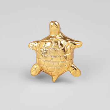G Decor 3D Detailed Turtle Brass Door Knobs, 4 of 5