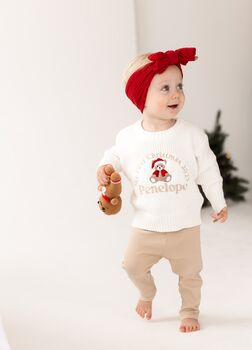 My First Christmas Bear Personalised Embroidered Knitted Jumper, 2 of 6