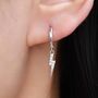 Sterling Silver Cz Lightning Bolt Huggie Hoop Earrings, thumbnail 1 of 10