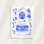 Scenes Of Granada, Spain Blue Tile Inspired Travel Print, thumbnail 10 of 12