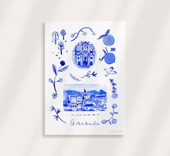 Scenes Of Granada, Spain Blue Tile Inspired Travel Print, 10 of 12