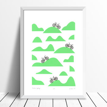 Mountain Cycling Screen Print In Retro Mint, 2 of 5