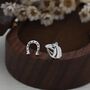 Sterling Silver Mismatched Horse Head And Horseshoe Stud Earrings, thumbnail 5 of 12