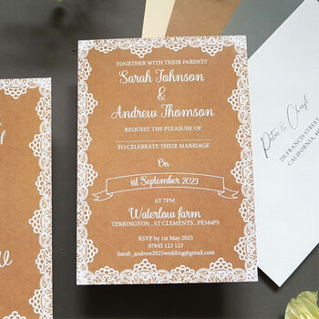 Lace Wedding Invitations Sample, 7 of 8