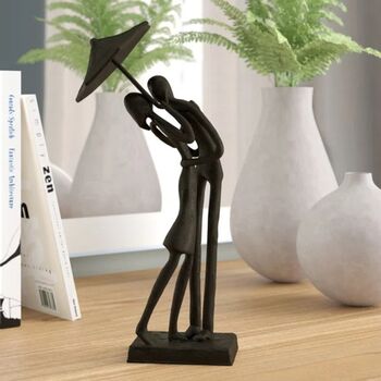 Umbrella Couple Courting Iron Figurine 21cm, 5 of 10