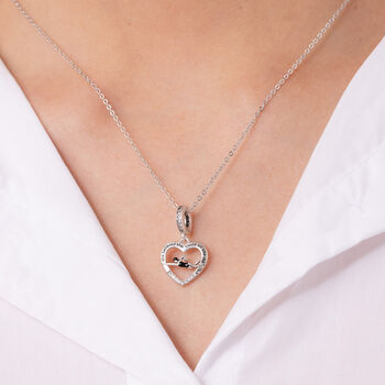 Swimmer Heart Necklace Sterling Silver Personalised, 2 of 7