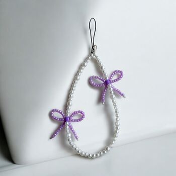 Pearl Bow Beaded Phone Charm, 4 of 4