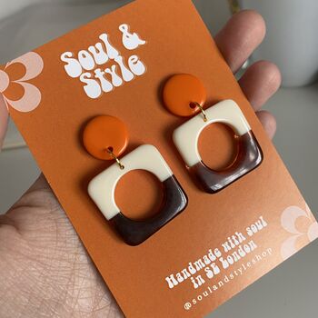 Gilda ~ Mini Square Donut Acetate 60s Earrings, 3 of 3