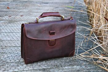 Dark Brown Mens Leather Laptop Bag Gift For Him, 3 of 11