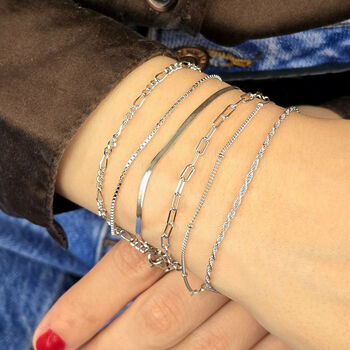 Silver Everyday Minimalist Box Chain Bracelet, 3 of 4
