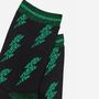 Women's Lightning Bolt Glitter Bamboo Socks Green, thumbnail 3 of 3