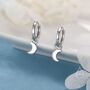 Crescent Moon Charm Huggie Hoop Earrings, thumbnail 4 of 12