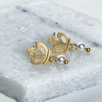 Crown Pearl Earrings, 2 of 3