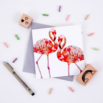 Flamingos Greetings Card, 2 of 2