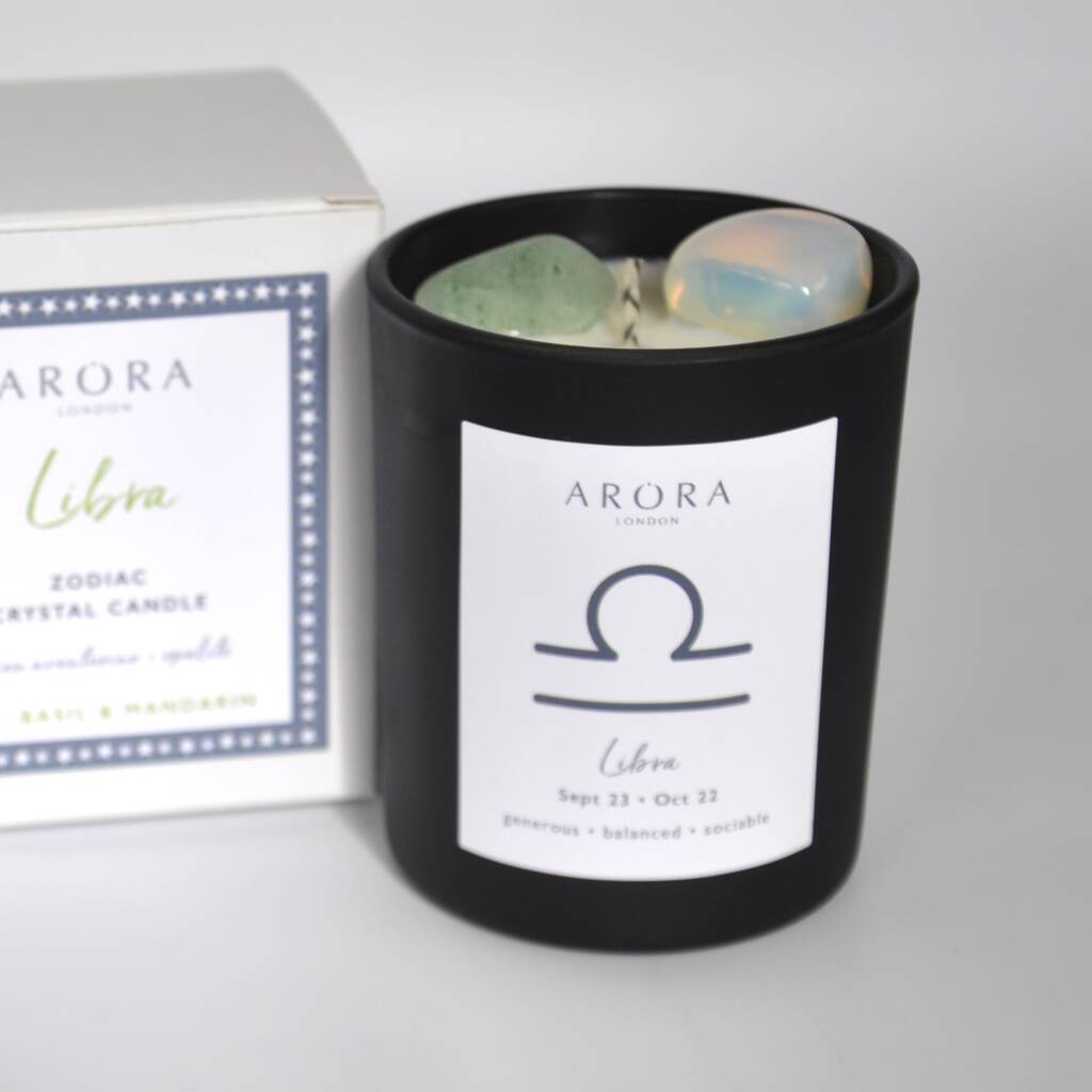 Libra Zodiac Crystal Candle Gift By Arora London