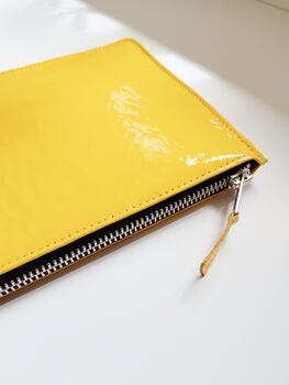 Yellow Glossy Patent Leather Clutch Handbag, 6 of 10