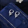Sterling Silver Tiny Bull Skull Huggie Hoop Earrings, thumbnail 5 of 10