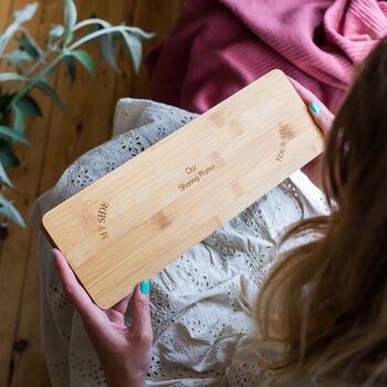 Personalised My Side/Your Side Bamboo Cheese Board, 2 of 4