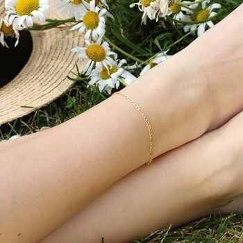 9ct Yellow Gold Figaro Chain Anklet, 2 of 3