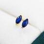 Sterling Silver Marquise Sapphire Blue Stud Earrings, thumbnail 3 of 11