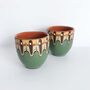 Pair Of Tequila Stoneware Shot Glasses In Green Colour, thumbnail 3 of 6