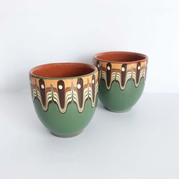 Pair Of Tequila Stoneware Shot Glasses In Green Colour, 3 of 6