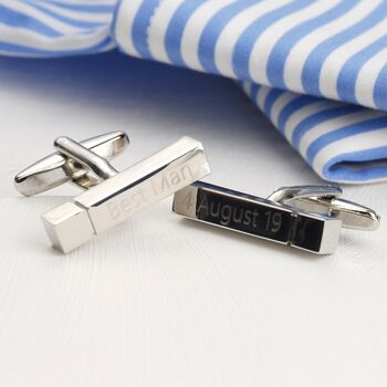 Personalised Rose Gold Tie Slide And Bar Cufflinks Set, 6 of 9