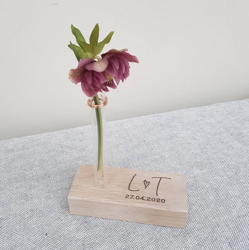 Little Personalised Engraved Bud Vase By Winning Works