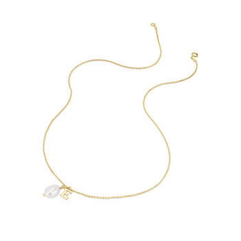 Gold Baroque Pearl And Initial Necklace, 2 of 4