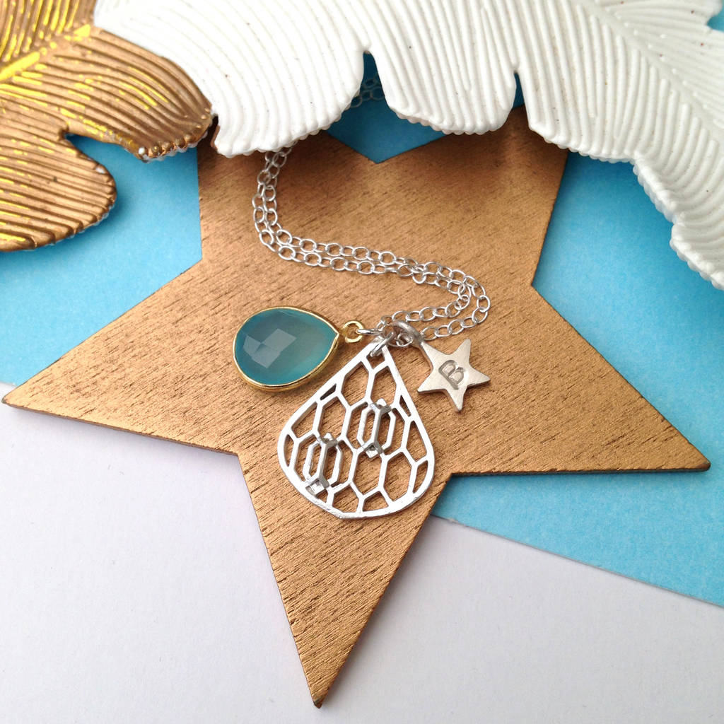 geometric drop and star necklace by zelda wong