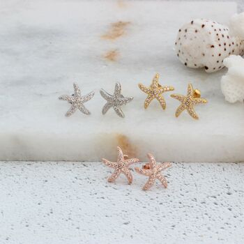 Starfish Stud Earrings In Silver Or Gold Vermeil, 3 of 5