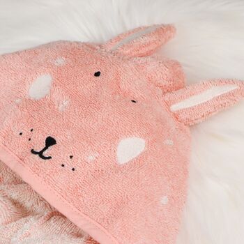 Personalised Trixie Rabbit Towelling Bathrobe, 3 of 10