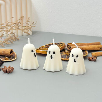 Set Of Three White Ghost Candles And Halloween Gifts, 7 of 7