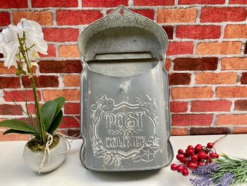 Distressed Grey Zinc Postbox – Wall Mounted Letter Box, 8 of 9