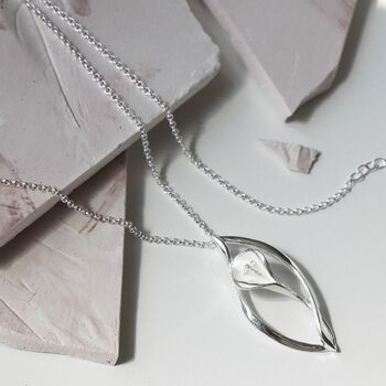 Sterling Silver Calla Lily Ellipse Necklace, 3 of 6
