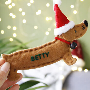 Personalised Dachshund Sausage Dog Christmas Decoration, 2 of 8