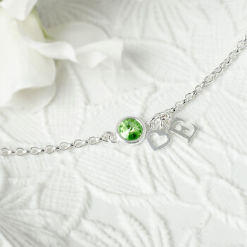 Belle Birthstone And Initial Bracelet Sterling Silver, 3 of 8