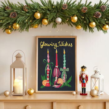 ‘Christmas Candles’ Art Print – Festive Still Life Wall Art, 3 of 9