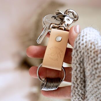 Personalised Natural Leather Anniversary Travel Keyring, 2 of 4