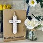 Personalised First Communion Cross Wooden Keepsake Card, thumbnail 1 of 7