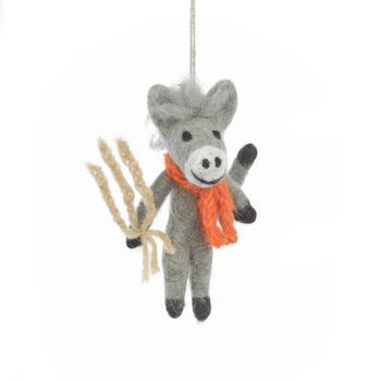 Handmade Felt Barney The Donkey Hanging Decoration, 3 of 3