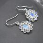 Floral Rainbow Moonstone Earrings: Silver Or Gold, thumbnail 4 of 11