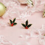 Christmas Mistletoe Quote Stud Earrings, thumbnail 1 of 5