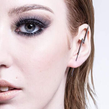 White Topaz Oxidised Sterling Silver Lightning Bolt Earrings, 2 of 6