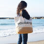 Personalised Slogan Holiday Jute And Canvas Beach Bag, thumbnail 1 of 4