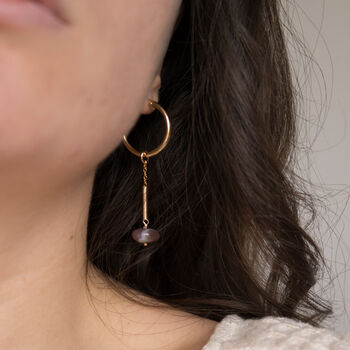 Agate Hoops 14k Gold Filled With Natural Botswana Beads, 3 of 7
