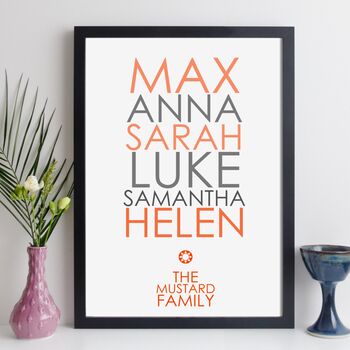 Personalised Family Names Print With Message Family Gift, 10 of 12